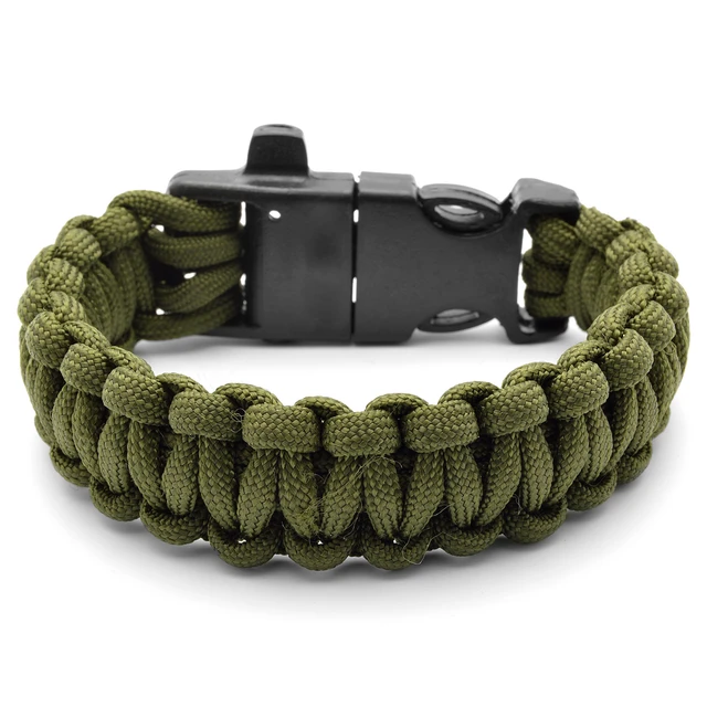 Paracord náramok 3 v 1 - s kresadlom, zelený – Obrázok 2