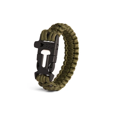 Paracord náramok 3 v 1 - s kresadlom, zelený – Obrázok 5
