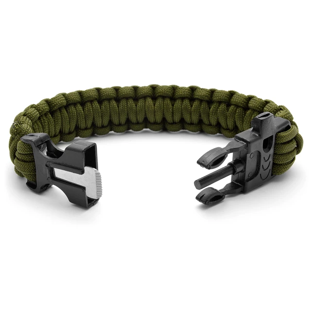 Paracord náramok 3 v 1 - s kresadlom, zelený – Obrázok 3